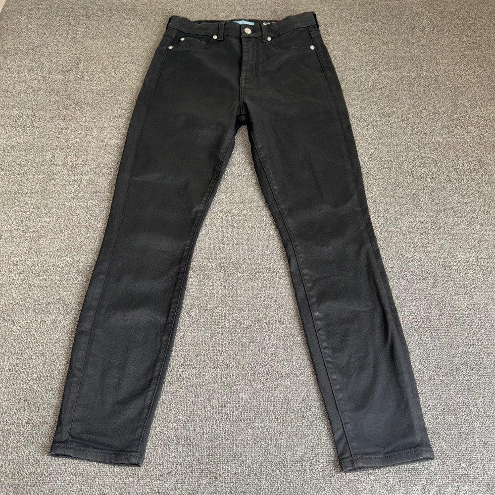 7 For All Mankind b(air) High Waist Ankle Skinny Jeans Black Coated Women's 27